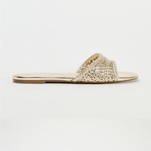 ZARA braided metalic flat sandals size 10 (41)